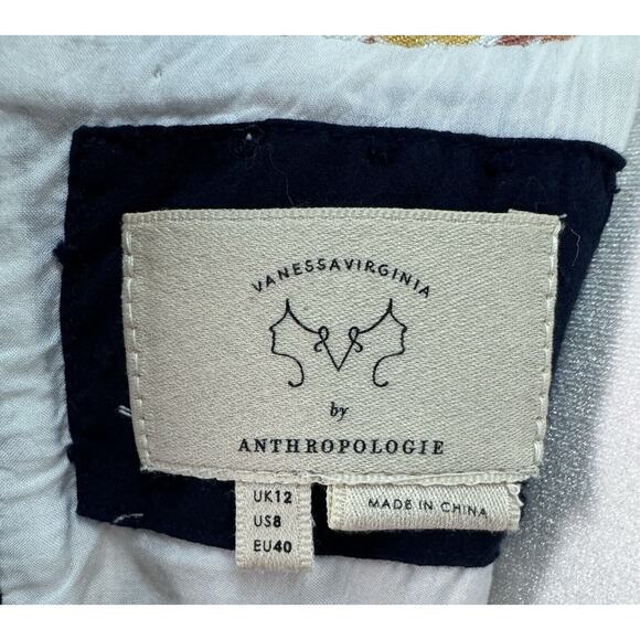 Anthropologie Sz 8 Linen Blend Baroque Print Shift Dress Boho Cottagecore Chic - Picture 9 of 12